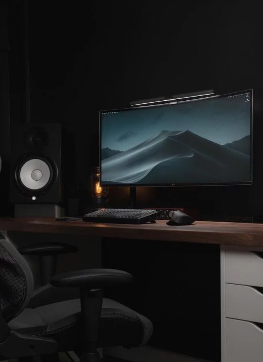 3 Minimalist Desk Setups - dark desk setup img opt
