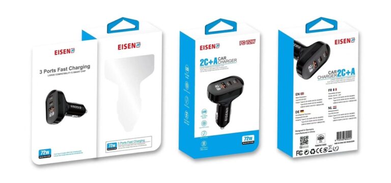 Eisenz Car Charger with With USB 22.W + 2xPD 72W - EZ-C72W