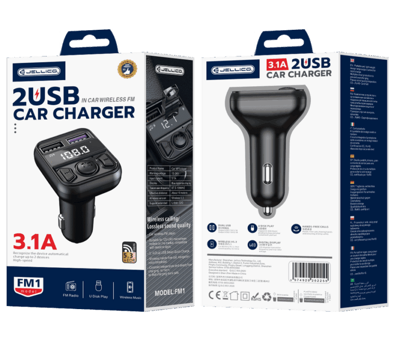 JELLICO transmitter FM FM1 2xUSB 3.1A Black