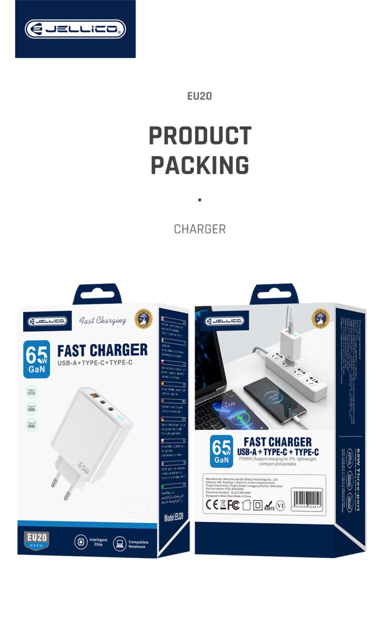 Jellico 65W Adapter  3 Port TYpe c To Type C EU20