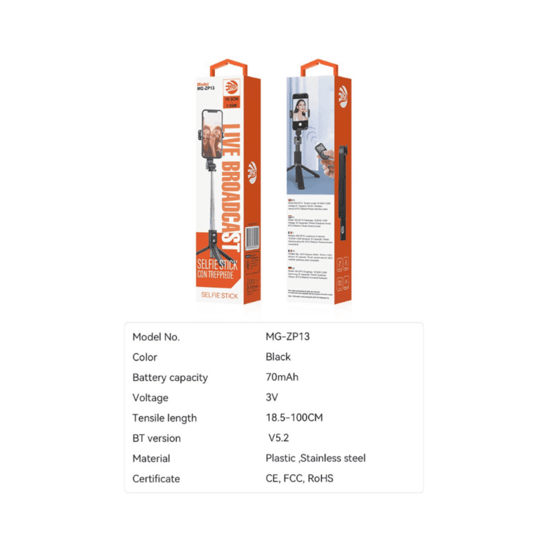 MG ZP13 Selfie Stick – Bluetooth Extendable Tripod with Remote Shutter