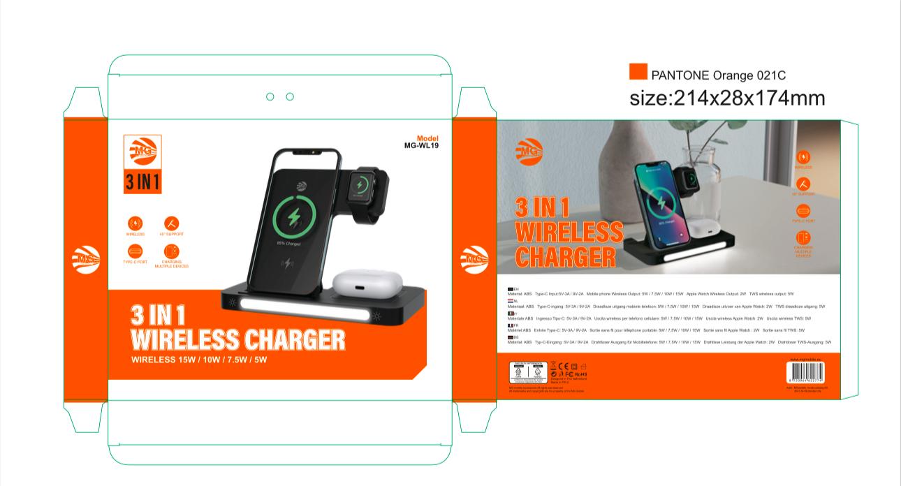 MG – 3-in-1 Wireless Charger With LED Lighting – 15W – Wireless Charger MGWL19 MG – 3-in-1 Wireless Charger With LED Lighting – 15W – Wireless Charger MGWL19
