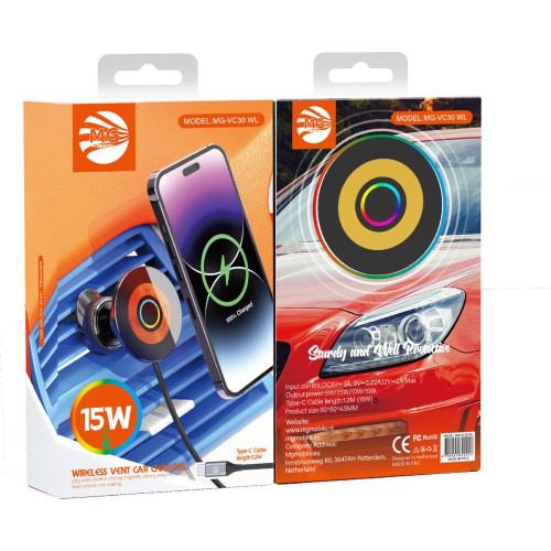 MG – MagSafe Phone Holder with Qi Wireless Charger Car (15 Watt Fast Charger) – Air Vent