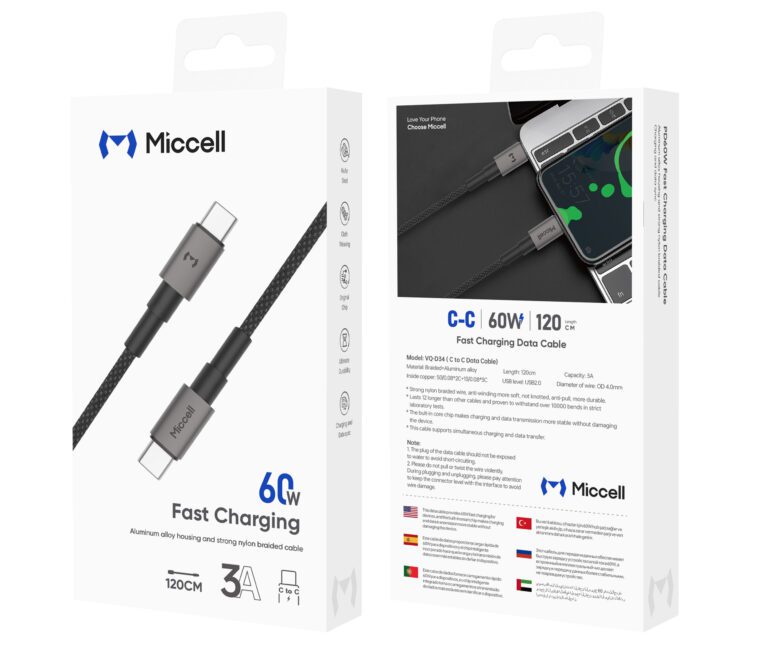 Miccell 1.2CM Type C To Type C 100W VQ D34