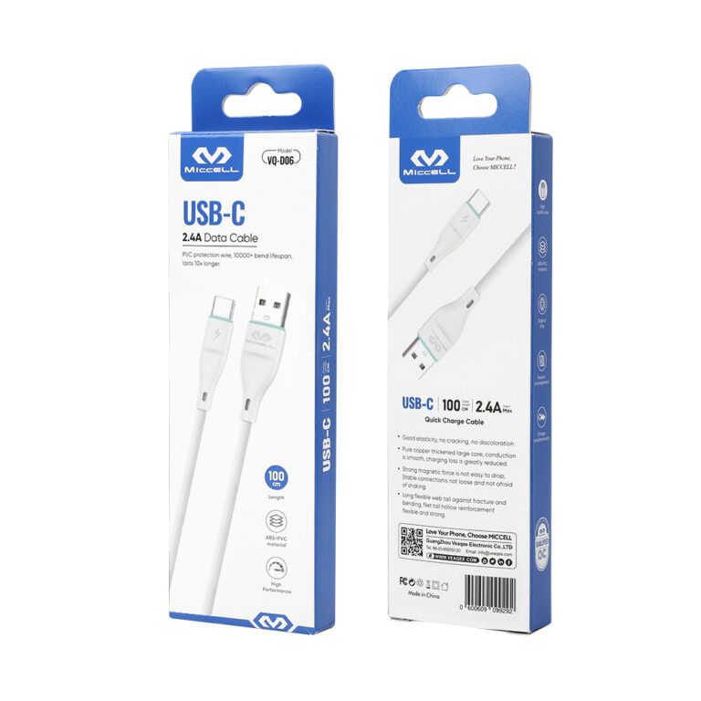 Miccell Type Usb To Type C 2.4A 1M VQ-D06 White