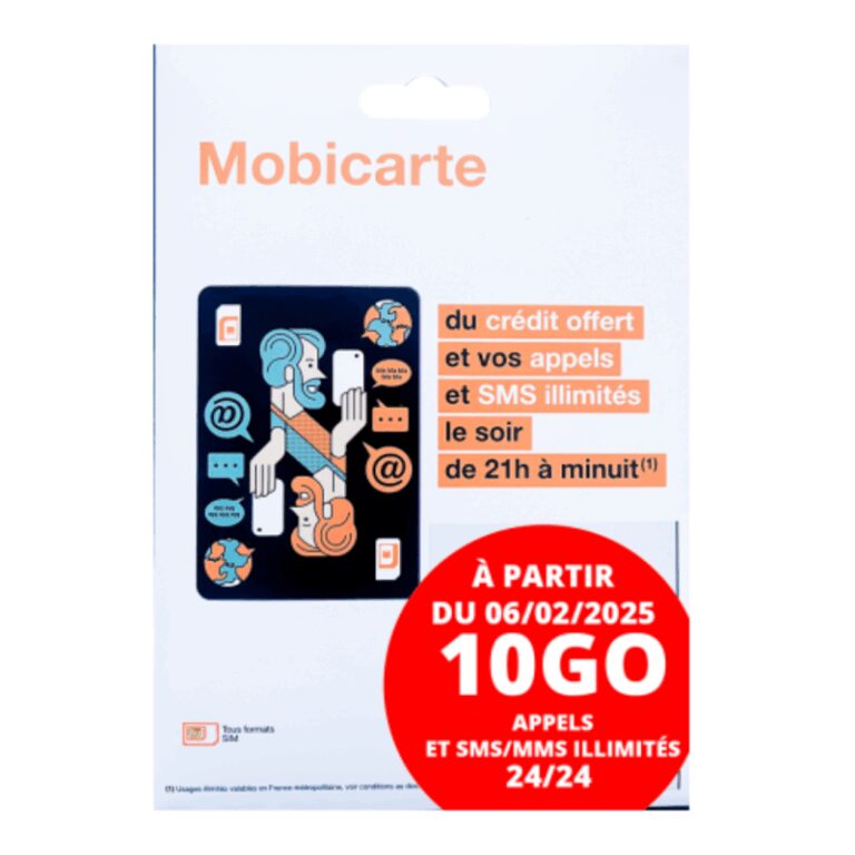 Orange Prepaid SIM Card Mobicarte Unlimited Calls + 10GB Internet  No Contract