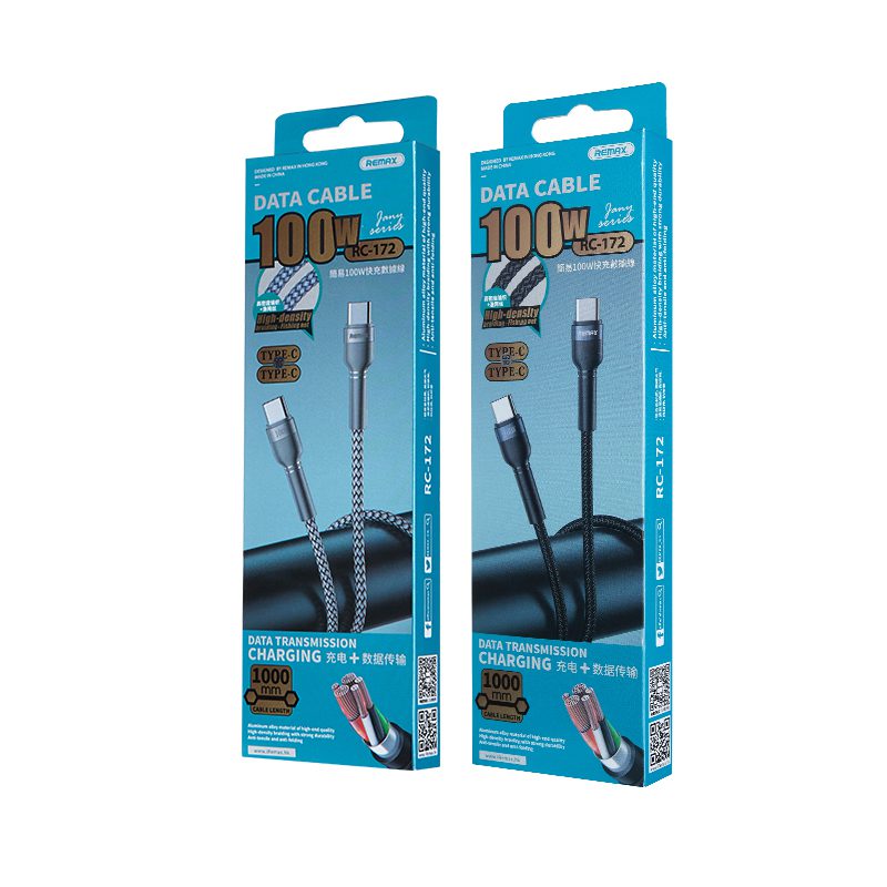 REMAX Jany Series 100W PD Fast Charging Data Cable RC-172 Type-c To Type-C Black REMAX Jany Series 100W PD Fast Charging Data Cable RC-172 Type-c To Type-C Black