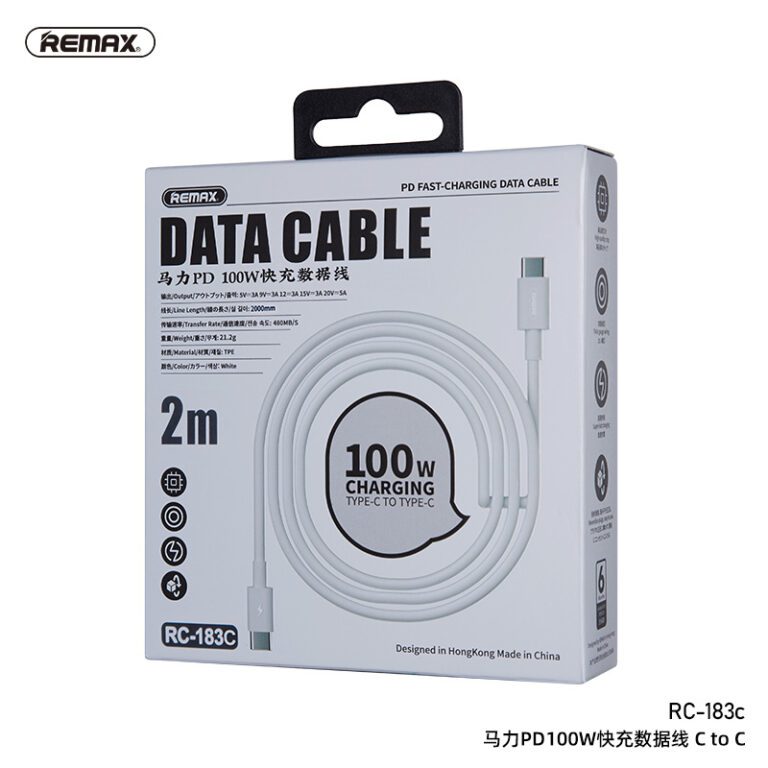 REMAX Marlik Series 6A  66W Fast Charging Cable with Full Compatibility RC-183C 2M (A-C) White