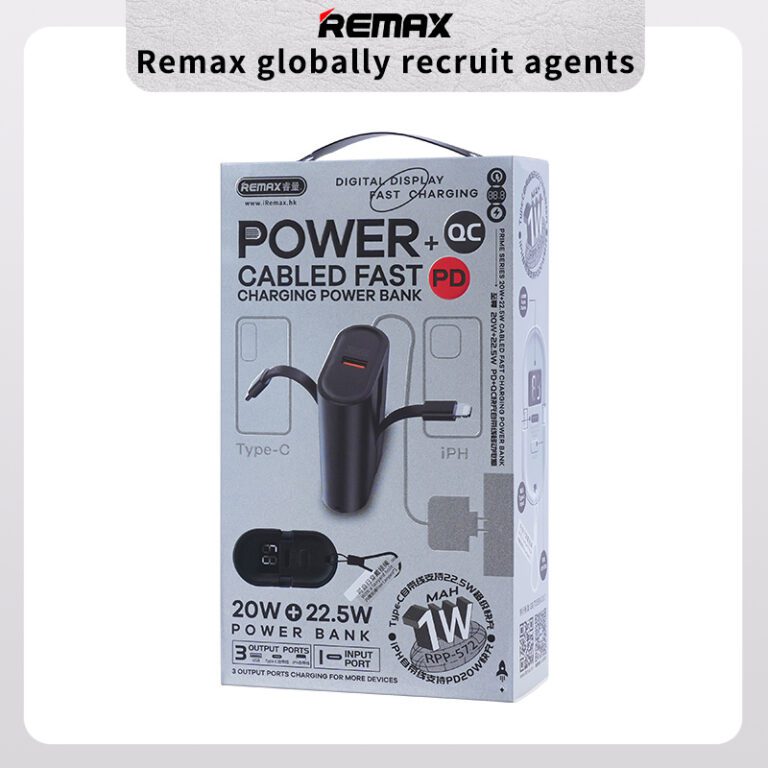 REMAX Prime Series PD20W+QC22.5W Cabled Fast Charging Power Bank 10000mAh RPP-572 White