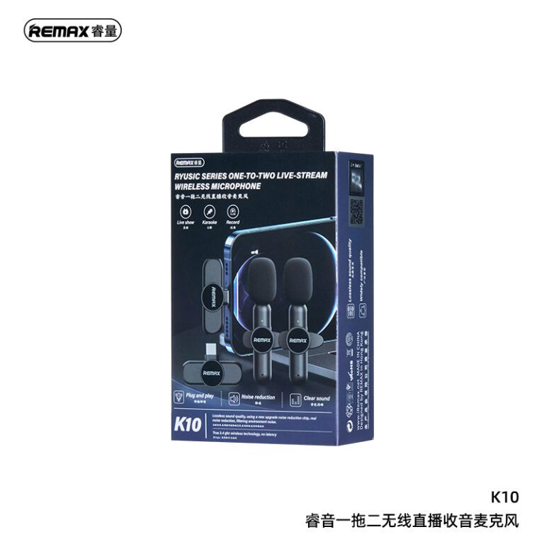 REMAX Ryusic Series One-to-Two Live-Stream Wireless Microphone K10 Type-C Black