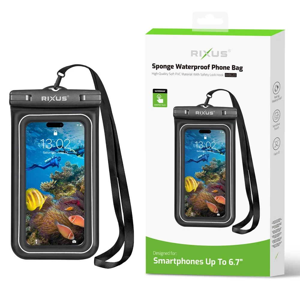 Rixus Sponge Waterproof Phone Bag Black RXBG20 Rixus Sponge Waterproof Phone Bag Black RXBG20